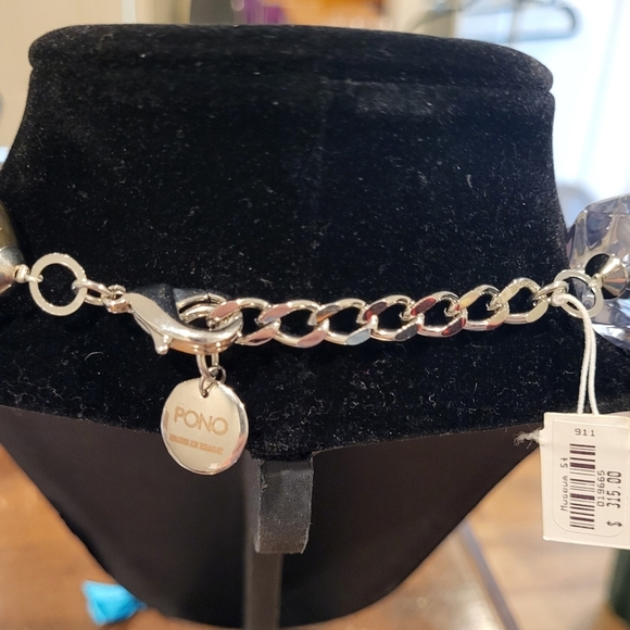 Rare Vintage PONO by Joan Goodman Ellington Choker Resin Necklace Silver & Smoke - Picture 5 of 6